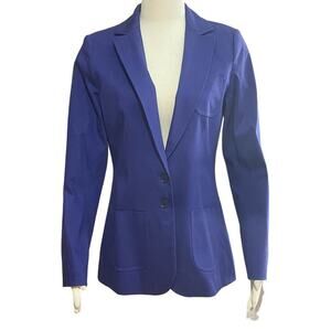 NWT REISS Bold Blue Long Sleeve Fully Lined Cotton Blend Women's Blazer Size L